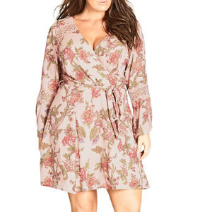 City Chic Floral Faux Wrap Dress